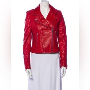 DONNA ICONIC LEATHER BIKER JACKET | RED